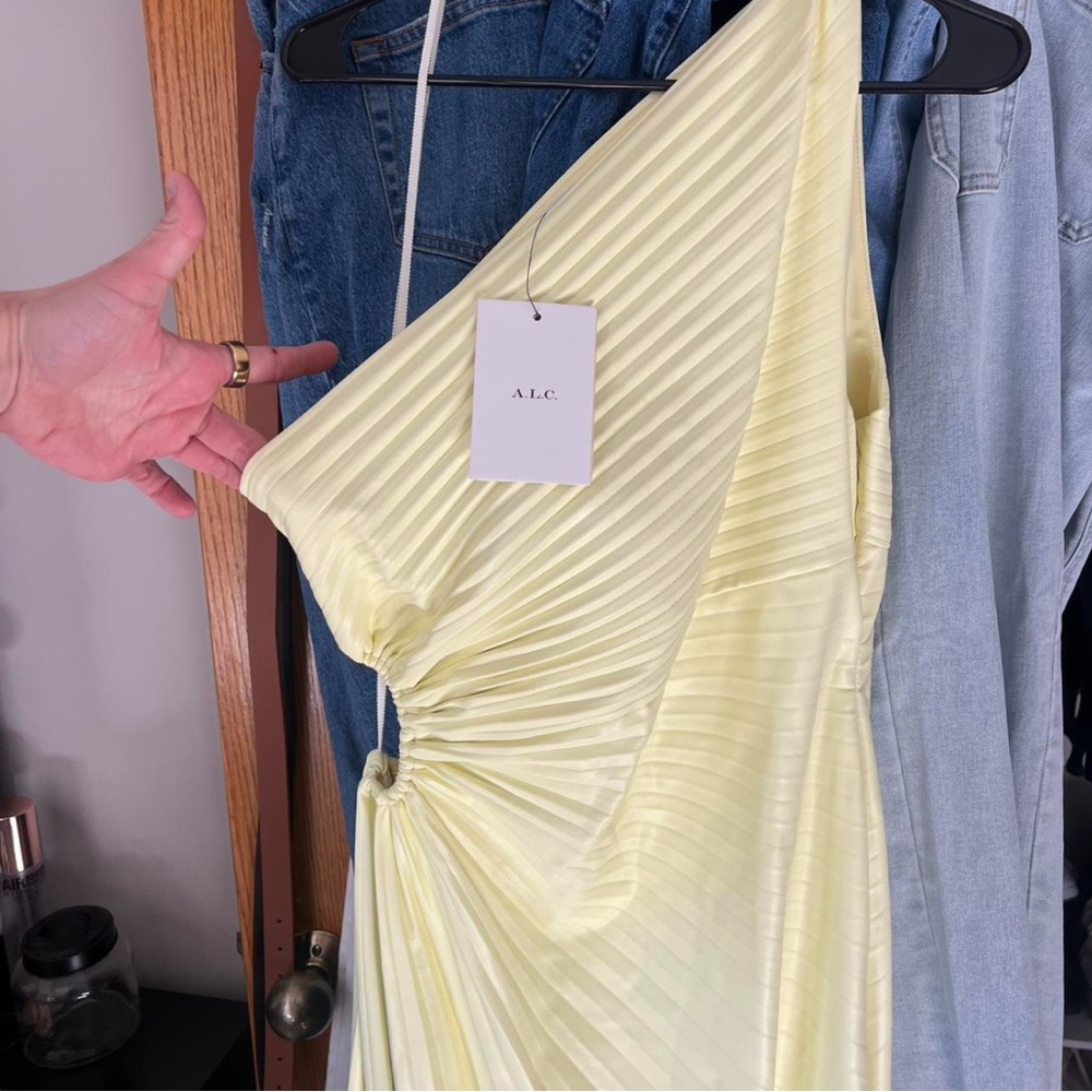 ALC Delfina Butter Yellow Faux Leather Dress